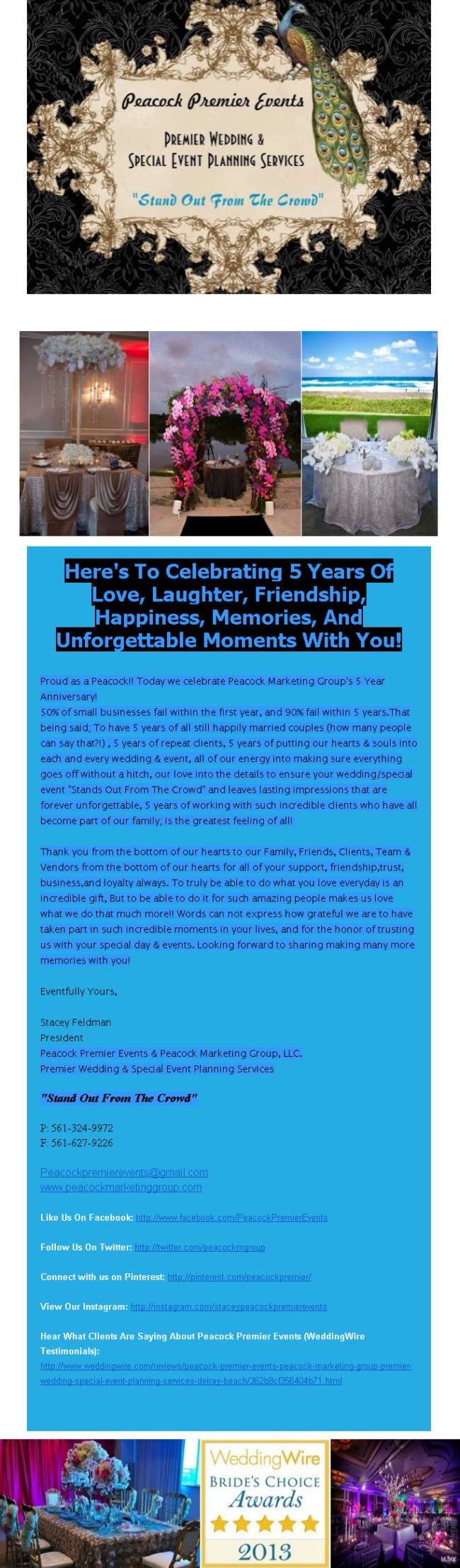 Peacock Premier Events Celebrates 5 Years!!